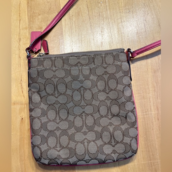 Coach Messenger Crossbody Signature Bag Tan/Pink - Picture 3 of 12